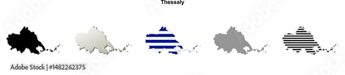 Thessaly (Greece) blank outline map set