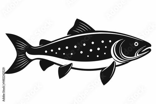 trout silhouette line art vector illustration with a white background