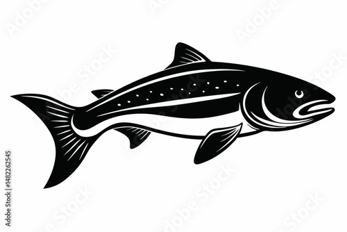 trout silhouette line art vector illustration with a white background