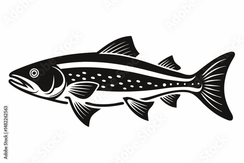 trout silhouette line art vector illustration with a white background