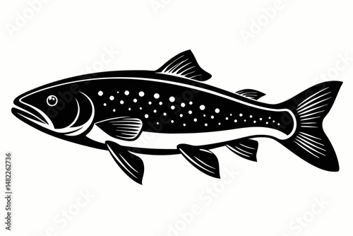 trout silhouette line art vector illustration with a white background