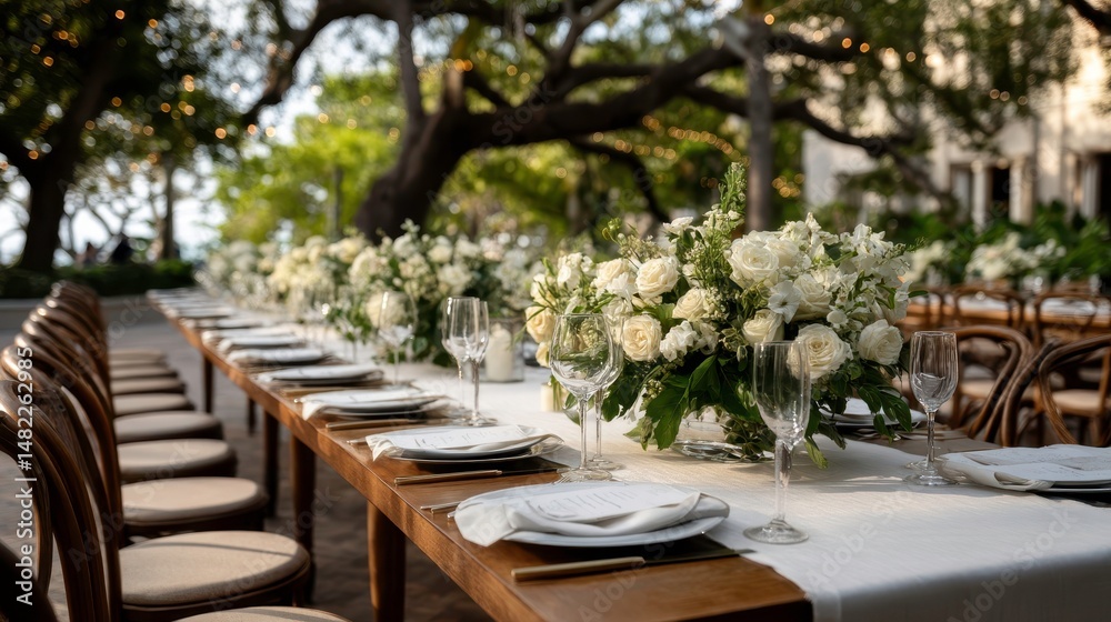Obraz premium Wedding Reception Table, Outdoor Event, Elegant Decoration