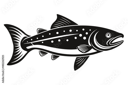 trout silhouette line art vector illustration with a white background