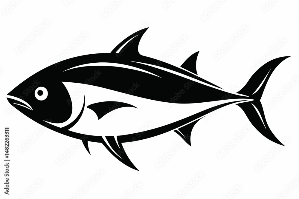 Fototapeta premium tuna silhouette line art vector illustration with a white background