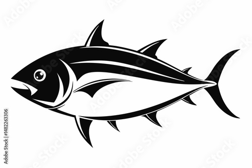 tuna silhouette line art vector illustration with a white background
