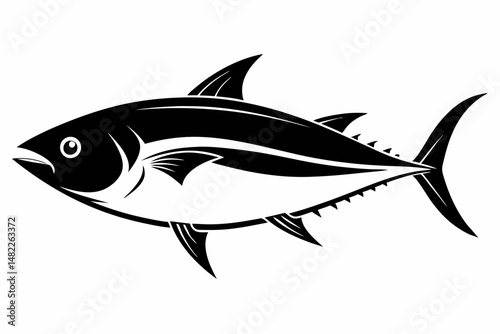 tuna silhouette line art vector illustration with a white background