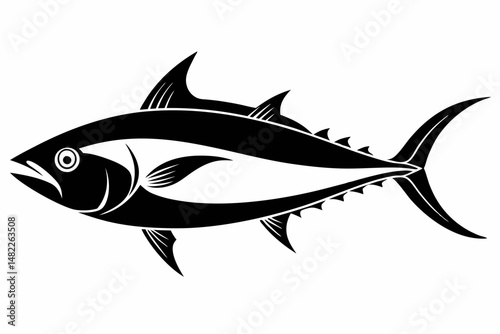 tuna silhouette line art vector illustration with a white background