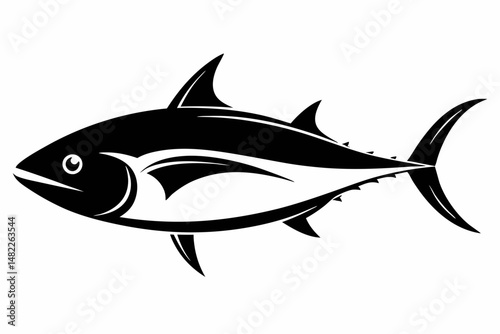 tuna silhouette line art vector illustration with a white background