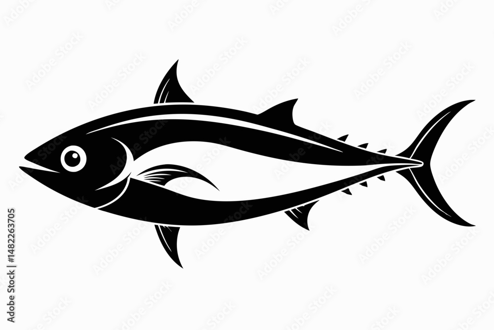 Fototapeta premium tuna silhouette line art vector illustration with a white background