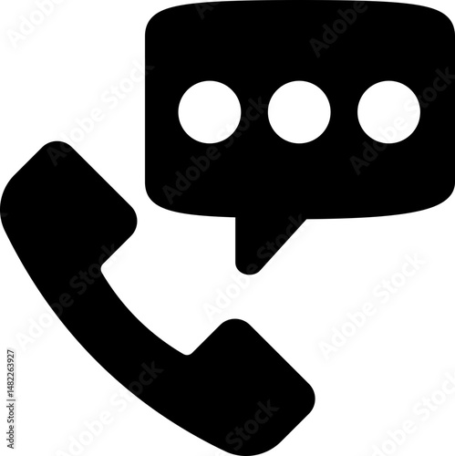 Phone call and chat icon for communication. Silhouette style.