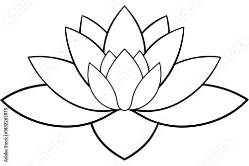 water lily silhouette line art vector illustration with a white background