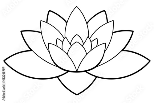 water lily silhouette line art vector illustration with a white background