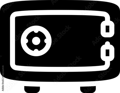 Safe vault icon representing security and asset protection. Silhouette style.