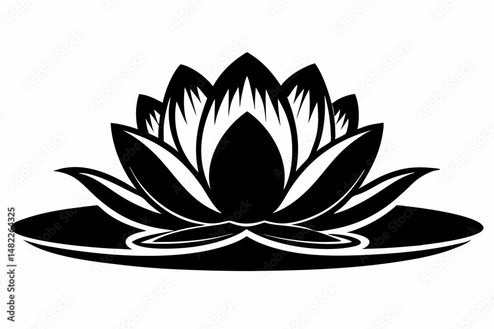 water lily silhouette line art vector illustration with a white background water lily silhouette line art vector illustration with a white background