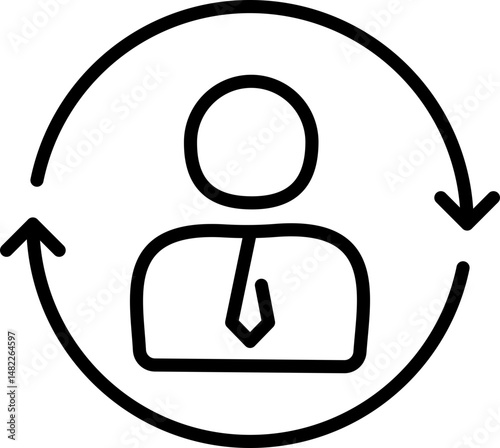User update or profile refresh icon with arrows - Editable Stroke SVG, fully scalable.