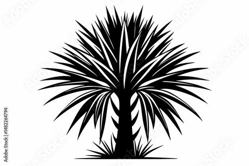 yucca silhouette line art vector illustration with a white background