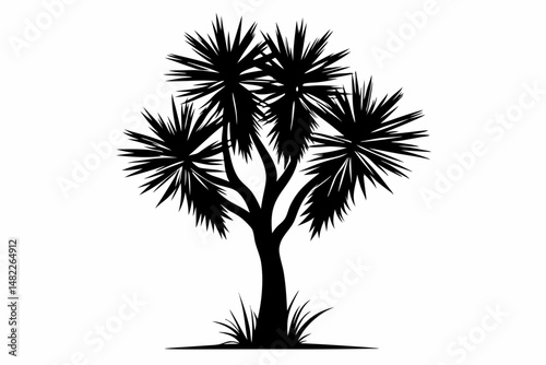 yucca silhouette line art vector illustration with a white background