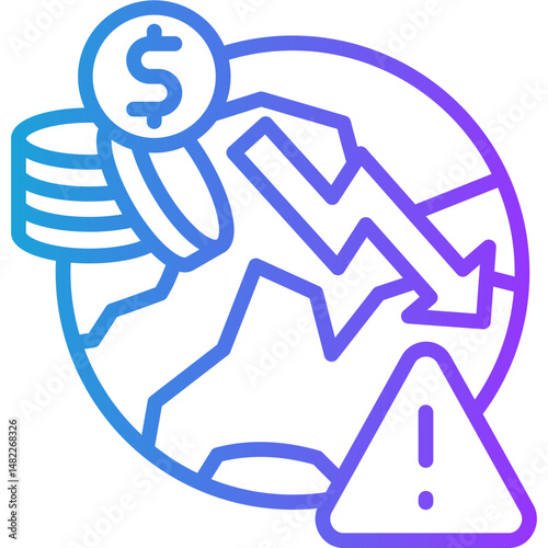 Global Economic Crisis line gradient icon