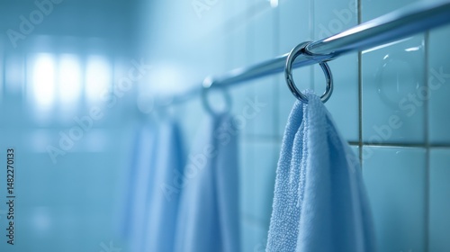 Pathogen-laden bathroom curtain hooks, germs, bathroom, showing unnoticed contamination points