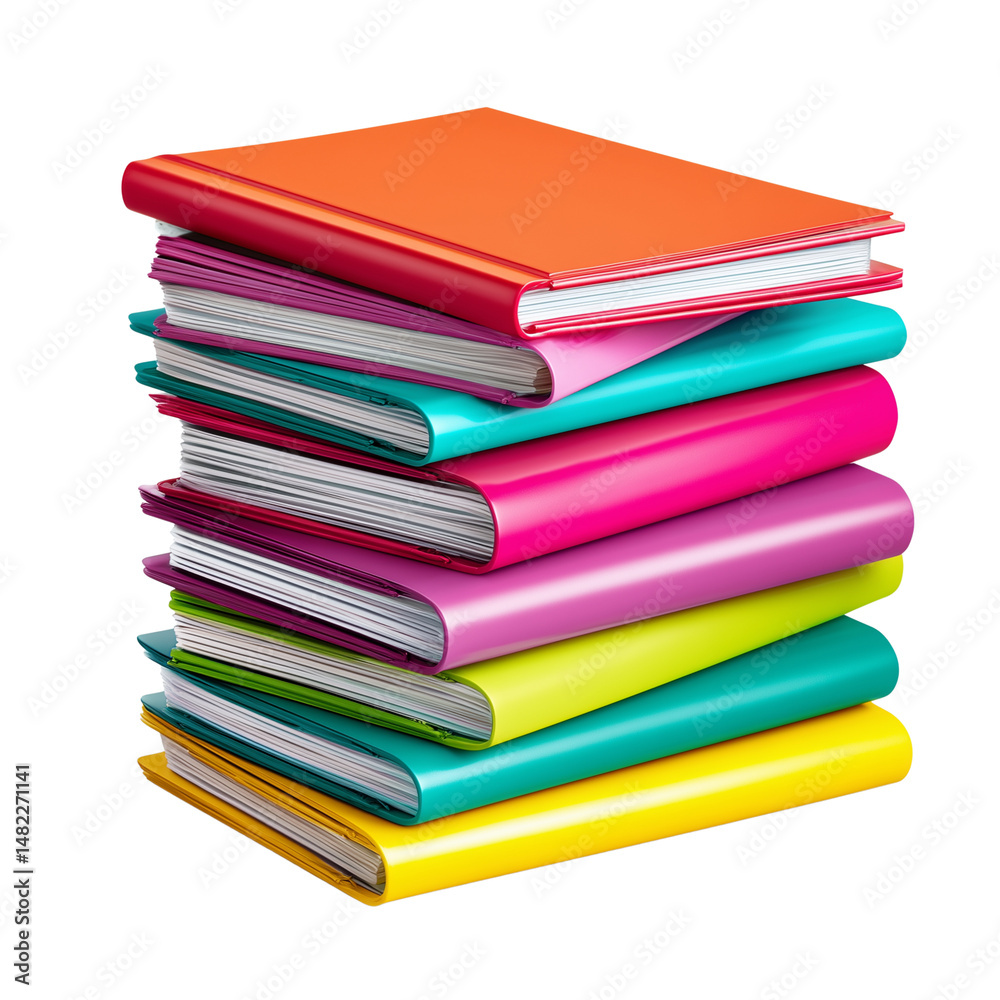 Colorful stack of notebooks isolated on white background