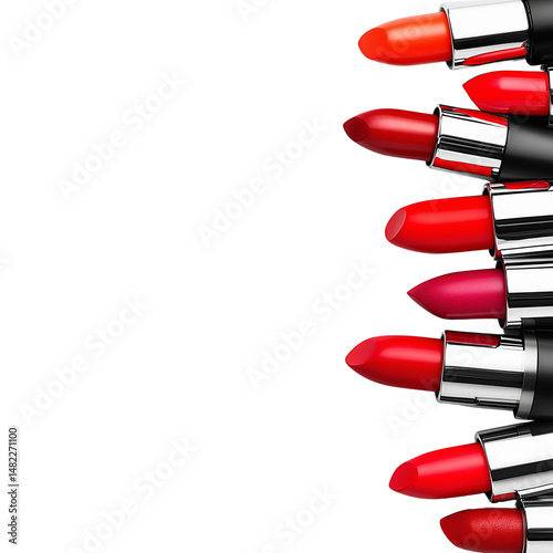 Obraz na płótnie Assorted red lipsticks on white background w salonie