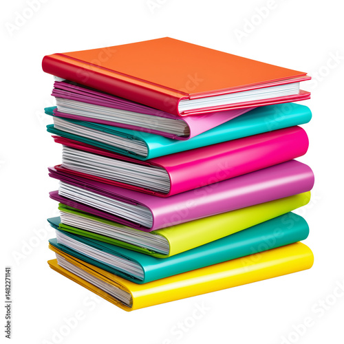 Obraz na płótnie Colorful stack of notebooks isolated on white background w salonie
