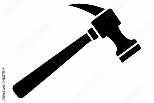 hammer silhouette line art vector illustration with a white background