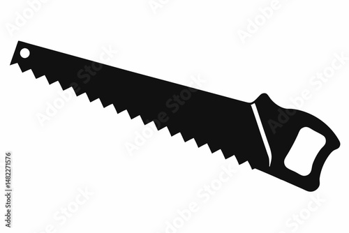 handsaw silhouette line art vector illustration with a white background