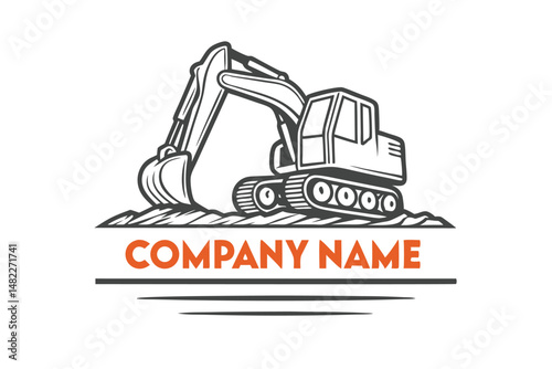 Excavator Logo Design with Heavy Machinery, Construction and Industry Vector Template, Modern and Professional Look for Company Branding.