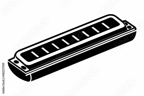 harmonica silhouette line art vector illustration with a white background