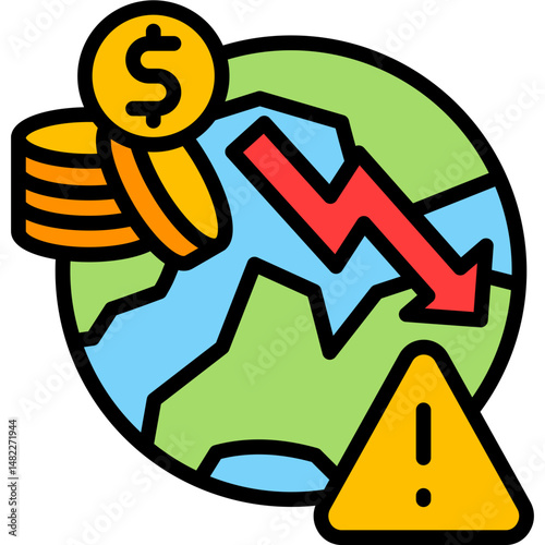 Global Economic Crisis lineal color icon