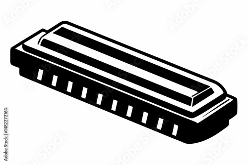 harmonica silhouette line art vector illustration with a white background