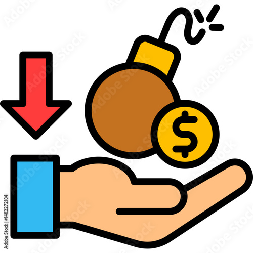 Debt Crisis lineal color icon