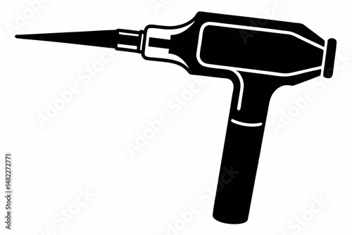 otoscope silhouette line art vector illustration with a white background