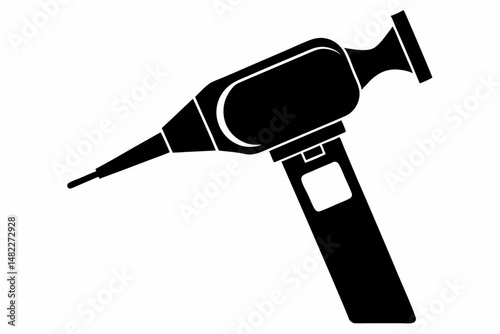 otoscope silhouette line art vector illustration with a white background