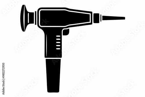 otoscope silhouette line art vector illustration with a white background