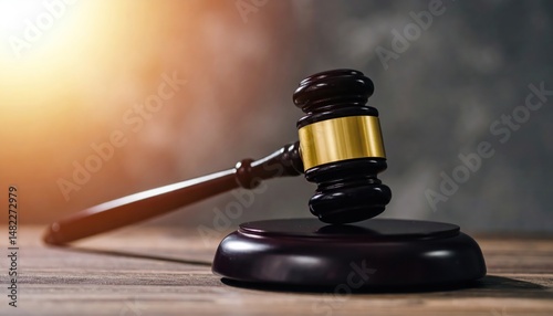 Judge Gavel on Wooden Table – Symbol of Law, Justice, and Court Verdict Concept