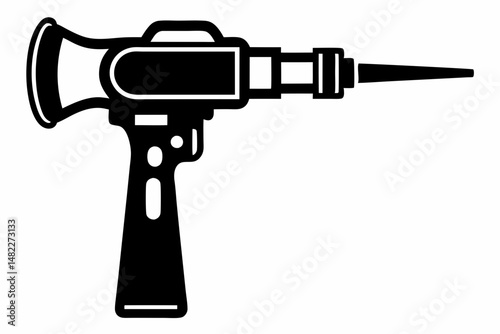 otoscope silhouette line art vector illustration with a white background