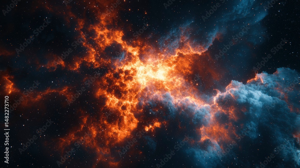 Fototapeta premium Cosmic nebulae clash in a stellar explosion