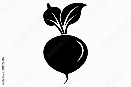 radish silhouette line art vector illustration with a white background