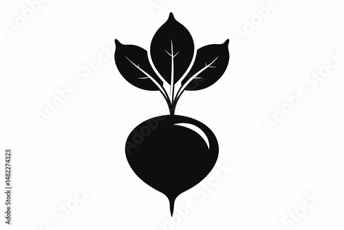 radish silhouette line art vector illustration with a white background