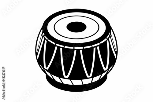 tabla silhouette line art vector illustration with a white background
