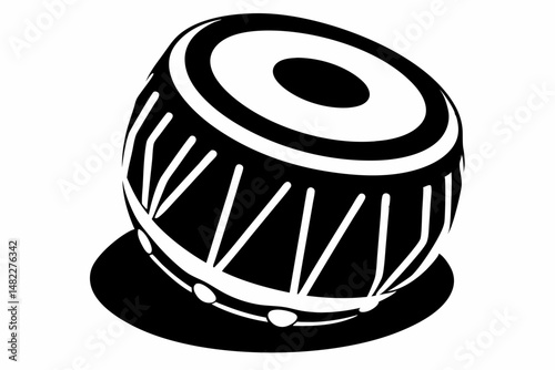 tabla silhouette line art vector illustration with a white background