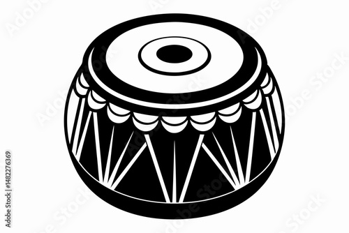 tabla silhouette line art vector illustration with a white background