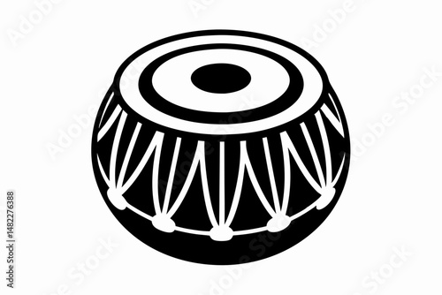 tabla silhouette line art vector illustration with a white background