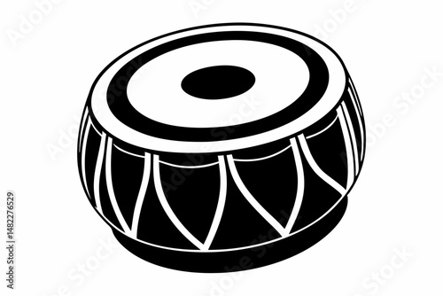 tabla silhouette line art vector illustration with a white background