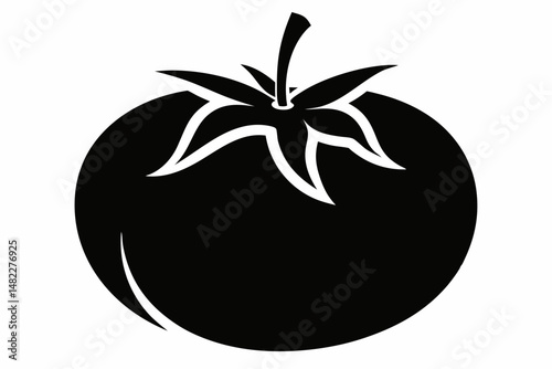 tomato silhouette line art vector illustration with a white background