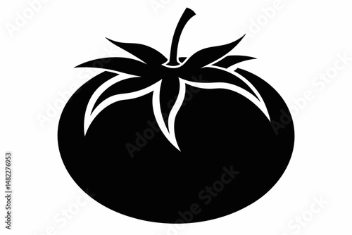 tomato silhouette line art vector illustration with a white background