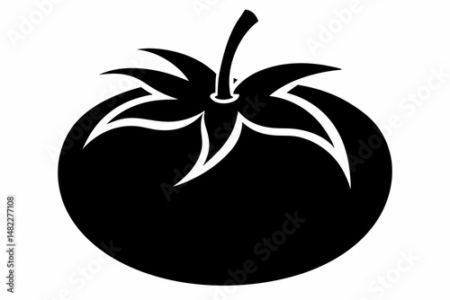 tomato silhouette line art vector illustration with a white background