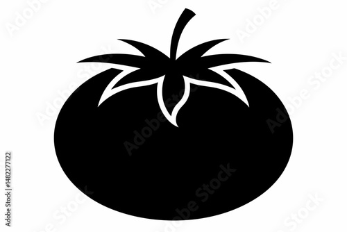 tomato silhouette line art vector illustration with a white background